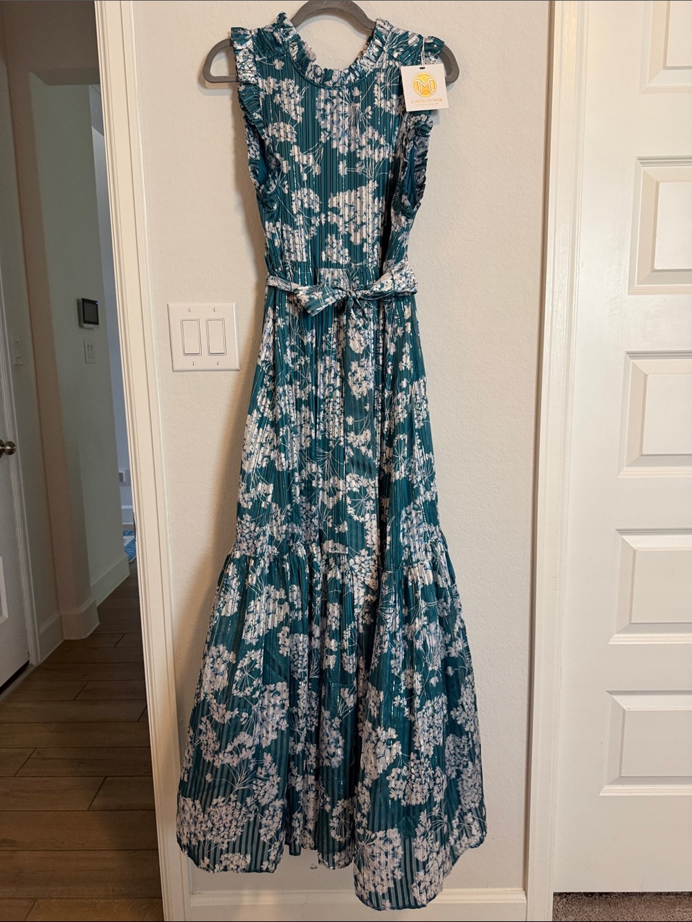 Marie Oliver Teal & White Floral Midi Dress